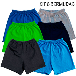 KIT 6 Bermuda de Algodão Premium Menino Infantil - ENVIO RÁPIDO em Oferta na Shopee