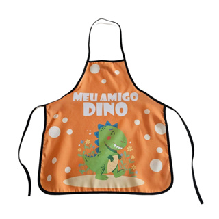 Avental Infantil Simples Estampado Meu Amigo Dino em Oferta na Shopee