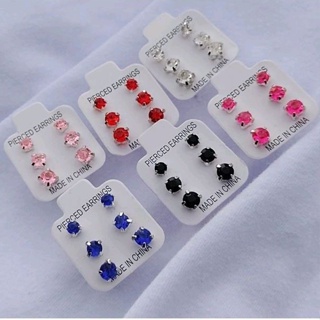 Brinco 3 Pares METAL Ponto de Luz 1 2 3 Furo Strass Cartela Trio Colorido Preto Azul Vermelho Rosa Pink Cristal em Oferta na Shopee