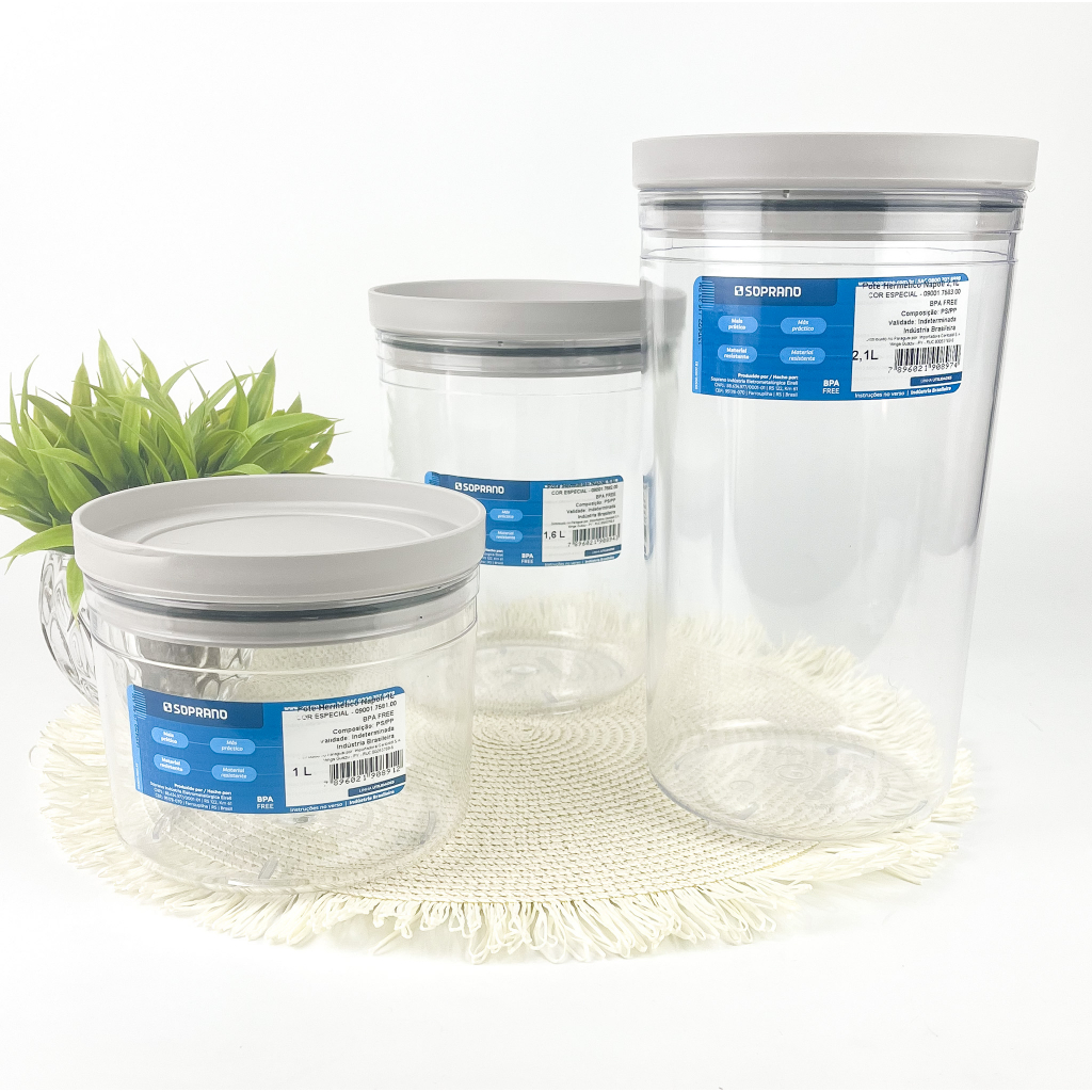 Kit Potes Herméticos Napoli 1L, 1,6L e 2,1L