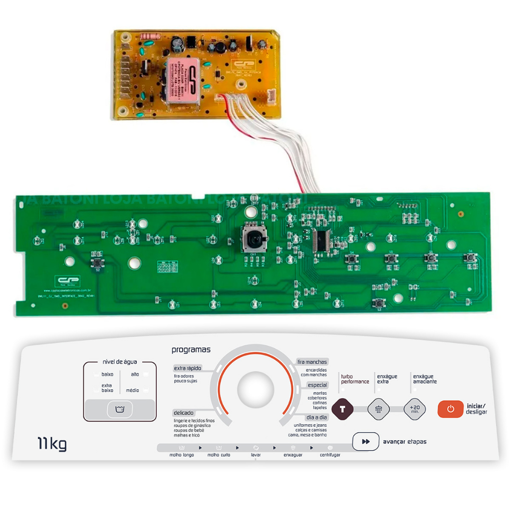 Placa Para Lavadora Brastemp 11kg Bwk11abana + Adesivo