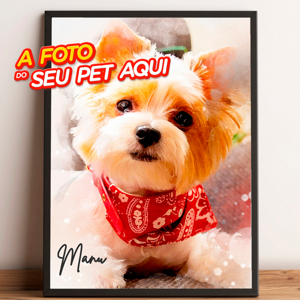Quadro Decorativo Personalizado Pet Moldura Foto Do Seu Cachorro Gato