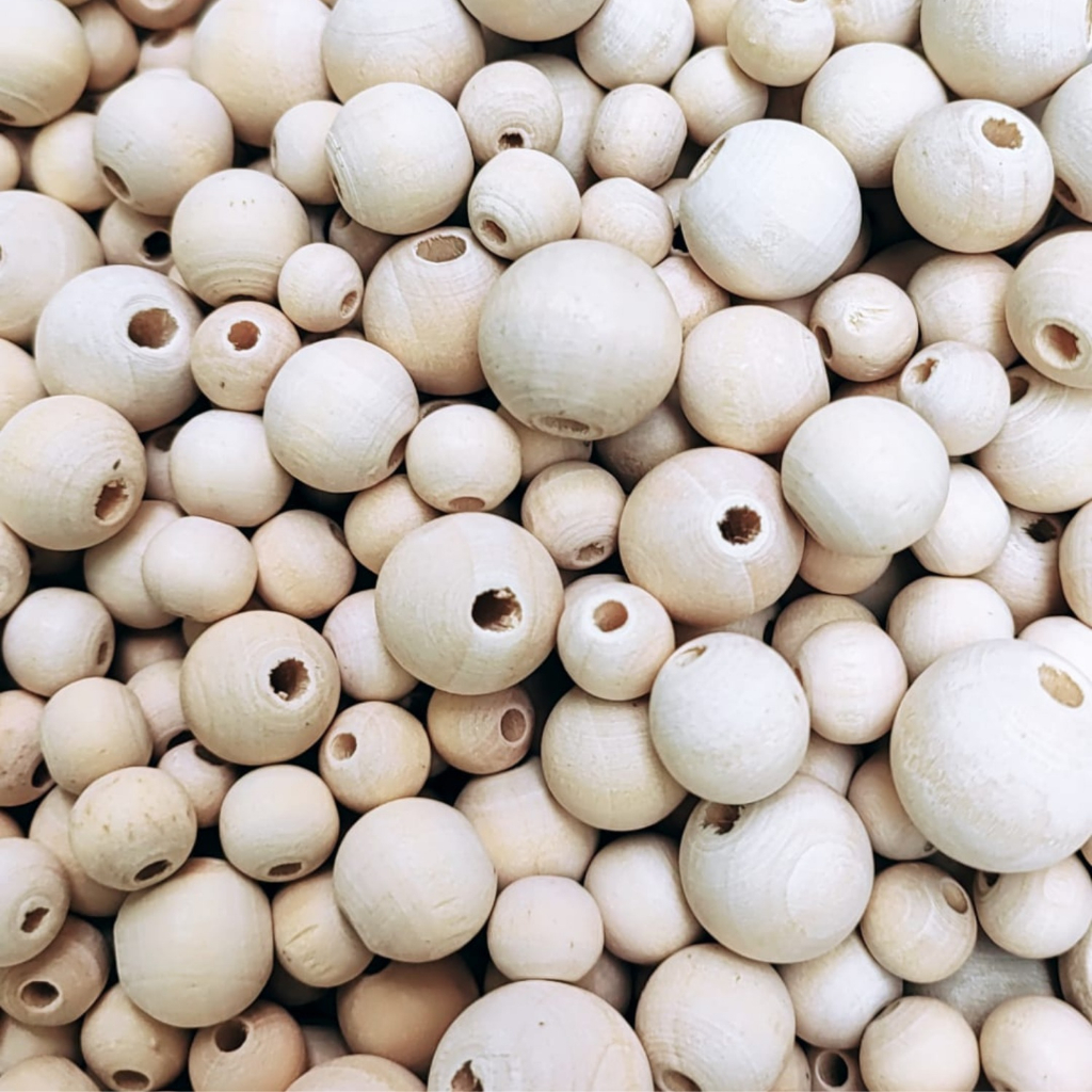 Imagem 300pçs Miçangas Contas de Madeira 8mm 10mm 12mm Macramê Japamala Artesanato