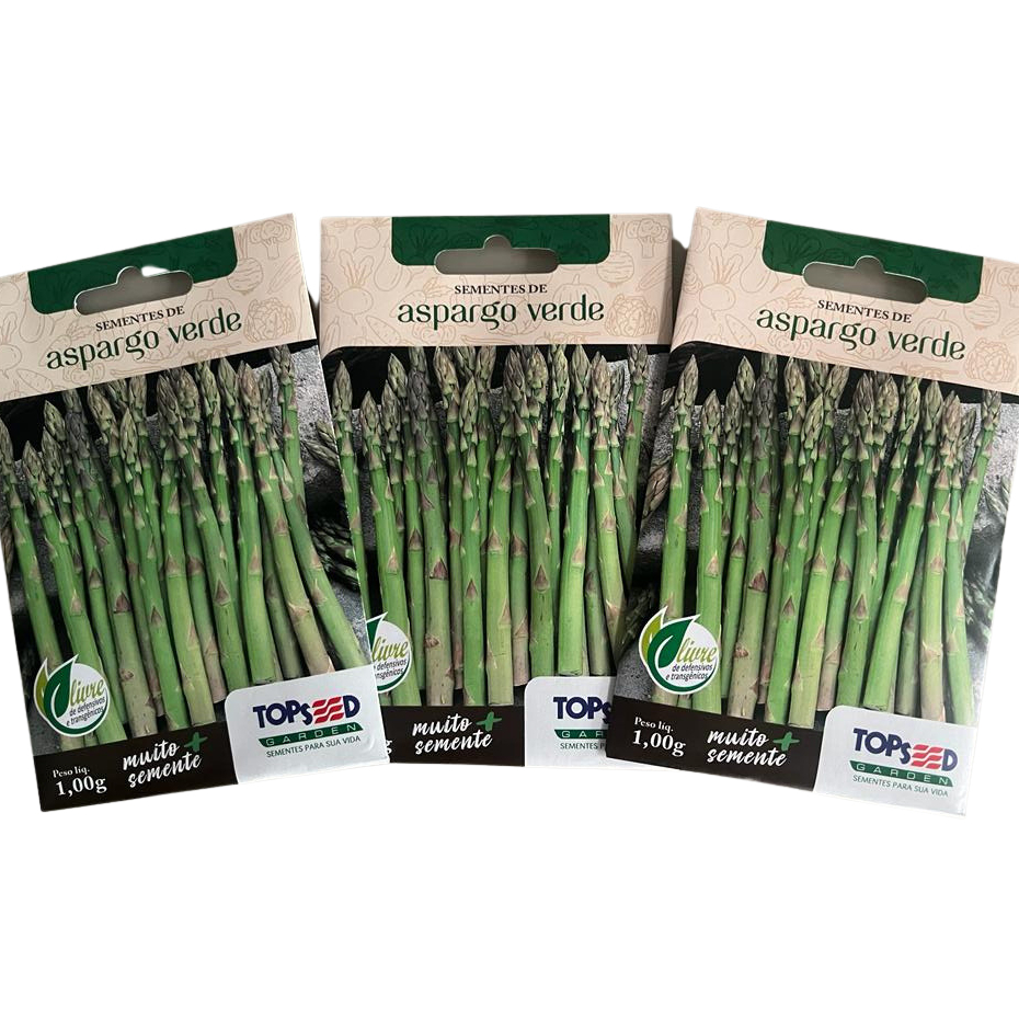 Kit com 3 Envelopes de Aspargo Verde Rico Proteína Minerais Horta Conserva