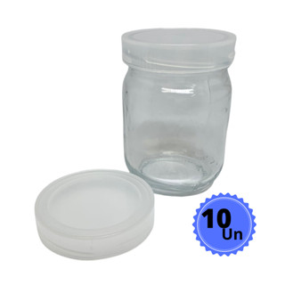 Kit C/10 Potes De Vidros 200ml c/ Tampas Plásticas Leite Materno