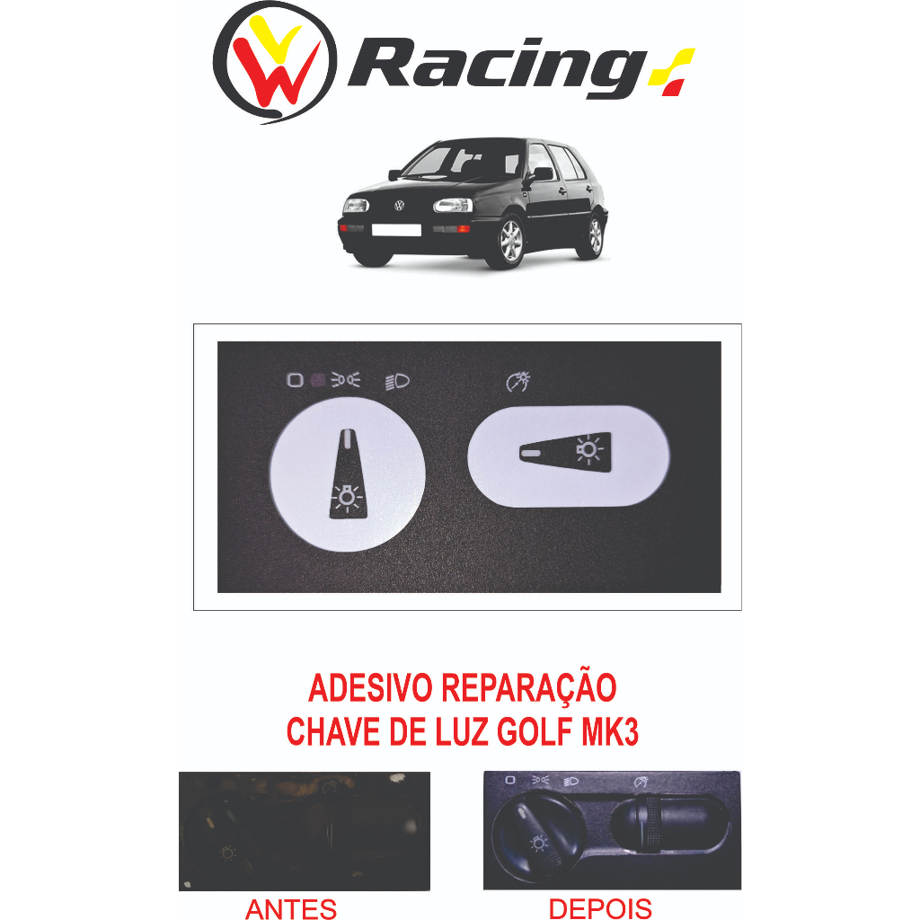 Adesivo Chave De Luz Farol Golf Mk3 94/...98 S/ Milha