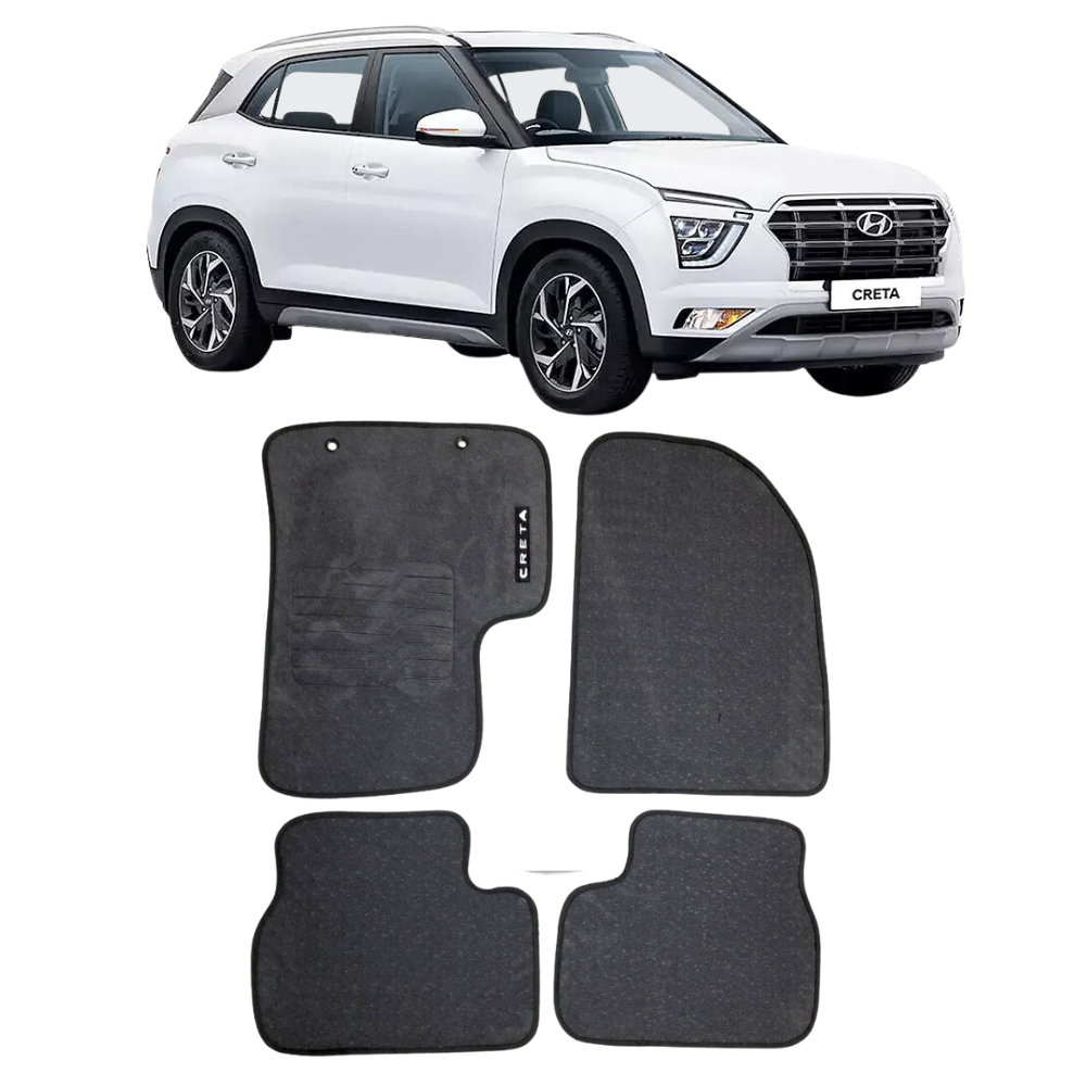 Tapete Automotivo PVC Pinado para Hyundai Creta (2020 a 2023) com Logo Bordado, Pesponto Lateral