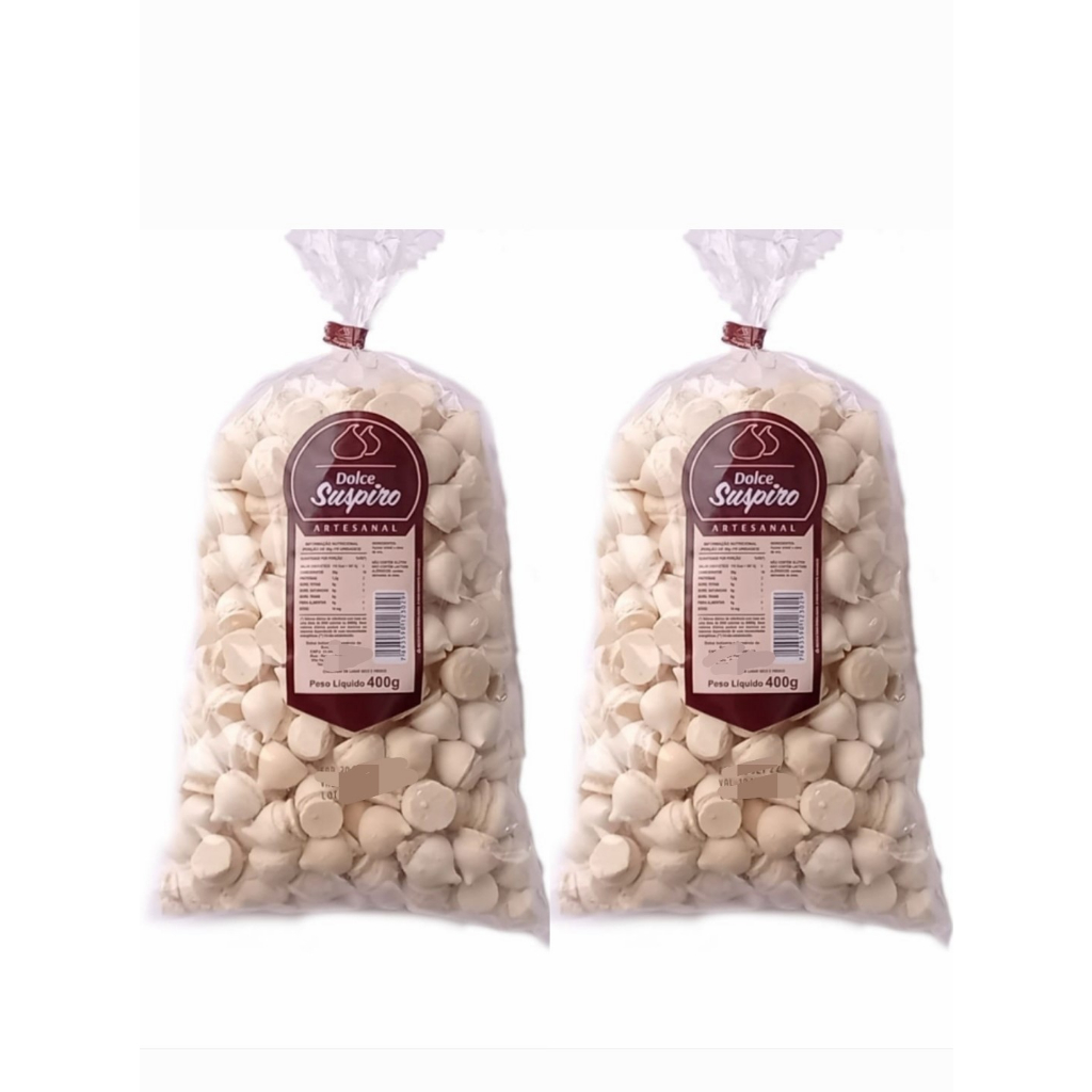 800g Suspiro Tradicional branco - (500 unidades) em Oferta na Shopee