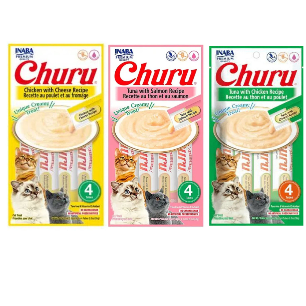 Petisco Churu Para Gatos Kit com 3 Pacotes inaba sache gato umido