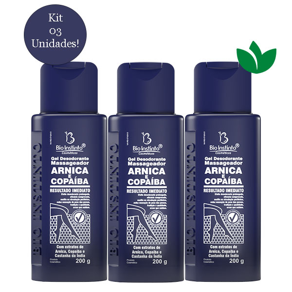 Kit Com 3 Unidades Gel Massageador Arnica e Copaíba 200g Bio Instinto