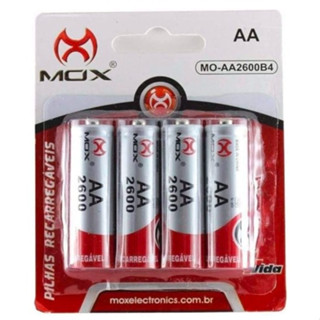 Pilha Recarregável Aa 2600 mAh Mox Mo-Aa2600b4 Com 4 unidades Original no Blister