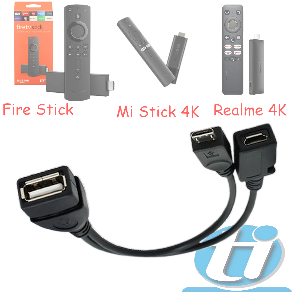 Cabo Otg P/ Fire Stick-mi Stick 4k-realme Tv 4k-v8 Fêmea Tipo Y Usb/micro Usb Dois Em Um Android Samsung tablet celular