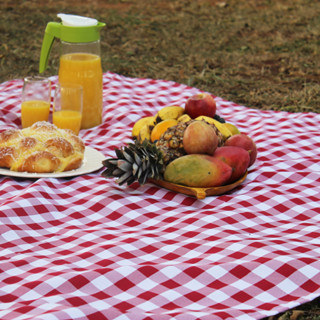 Toalha de Mesa Retangular 6 Lugares Em Oxford Xadrez 2,00m X 1,45 Picnic Piquenique Vermelho