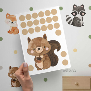 ADESIVO DE PAREDE KIT COM 145 ADESIVOS BOSQUE AQUARELA - MENINO