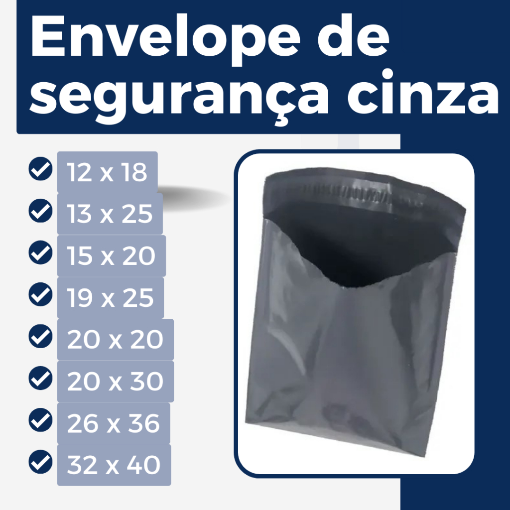 100 envelopes de segurança cinza/eco - pronta entrega em Oferta na Shopee