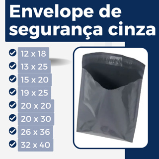 100 envelopes de segurança cinza/eco - pronta entrega em Oferta na Shopee