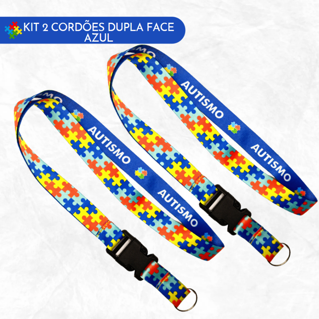 Kit 2 Cordões Dupla Face Autismo Azul Autista TEA em Oferta na Shopee