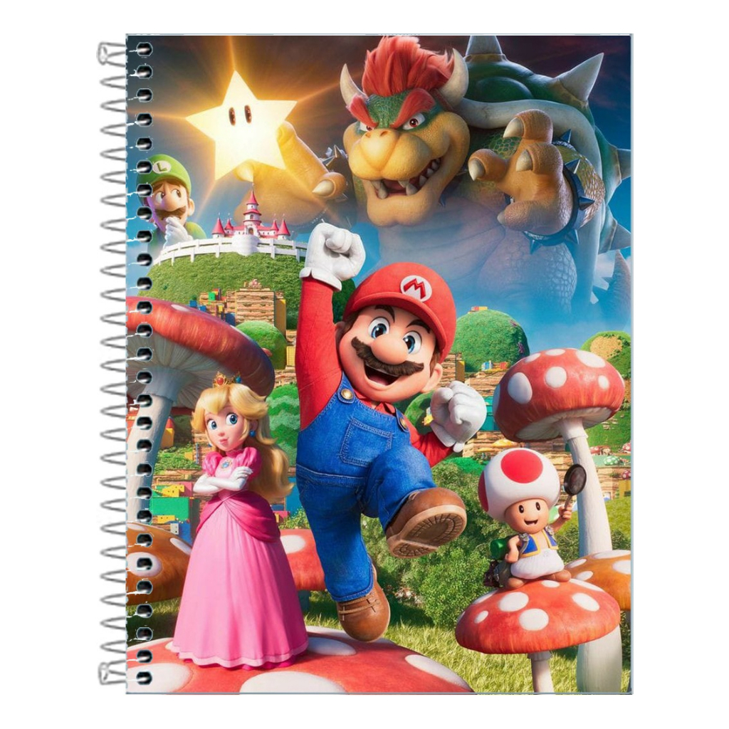 Caderno Super Mario capa dura 1, 10  ou 20 matérias em Oferta na Shopee