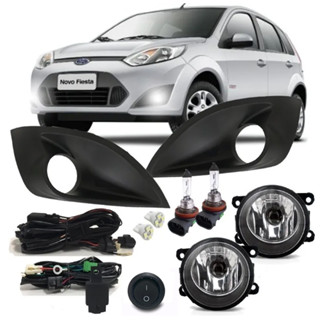 Kit Farol Milha Neblina Auxiliar Fiesta Rocam 2011 2012 2013 2014 + Lampadas
