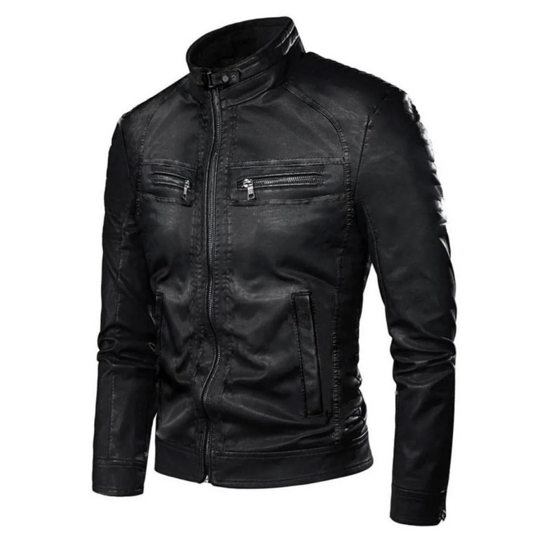 Jaqueta De Couro Masculina Casaco Elegante Slim Fit