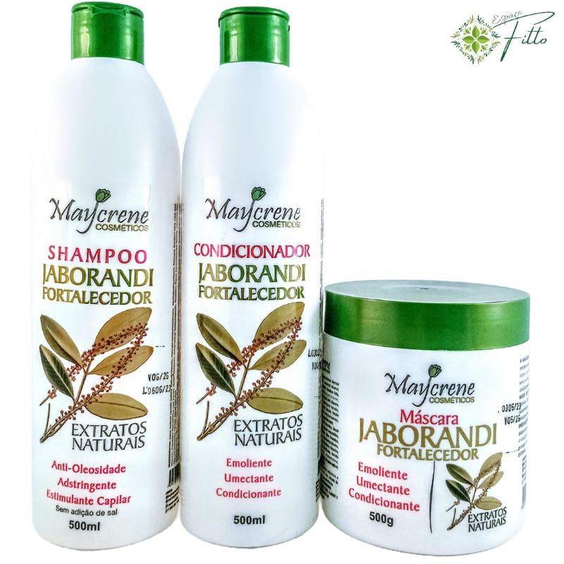 Kit Jaborandi Anti Queda de Crescimento Capilar Shampoo Condicionador e Máscara Maycrene em Oferta na Shopee