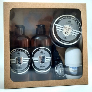 Kit Shampoo 3x1, Balm, Óleo para barba, Pomada Translucida e Desodorante - Route US 66 - Alkmena