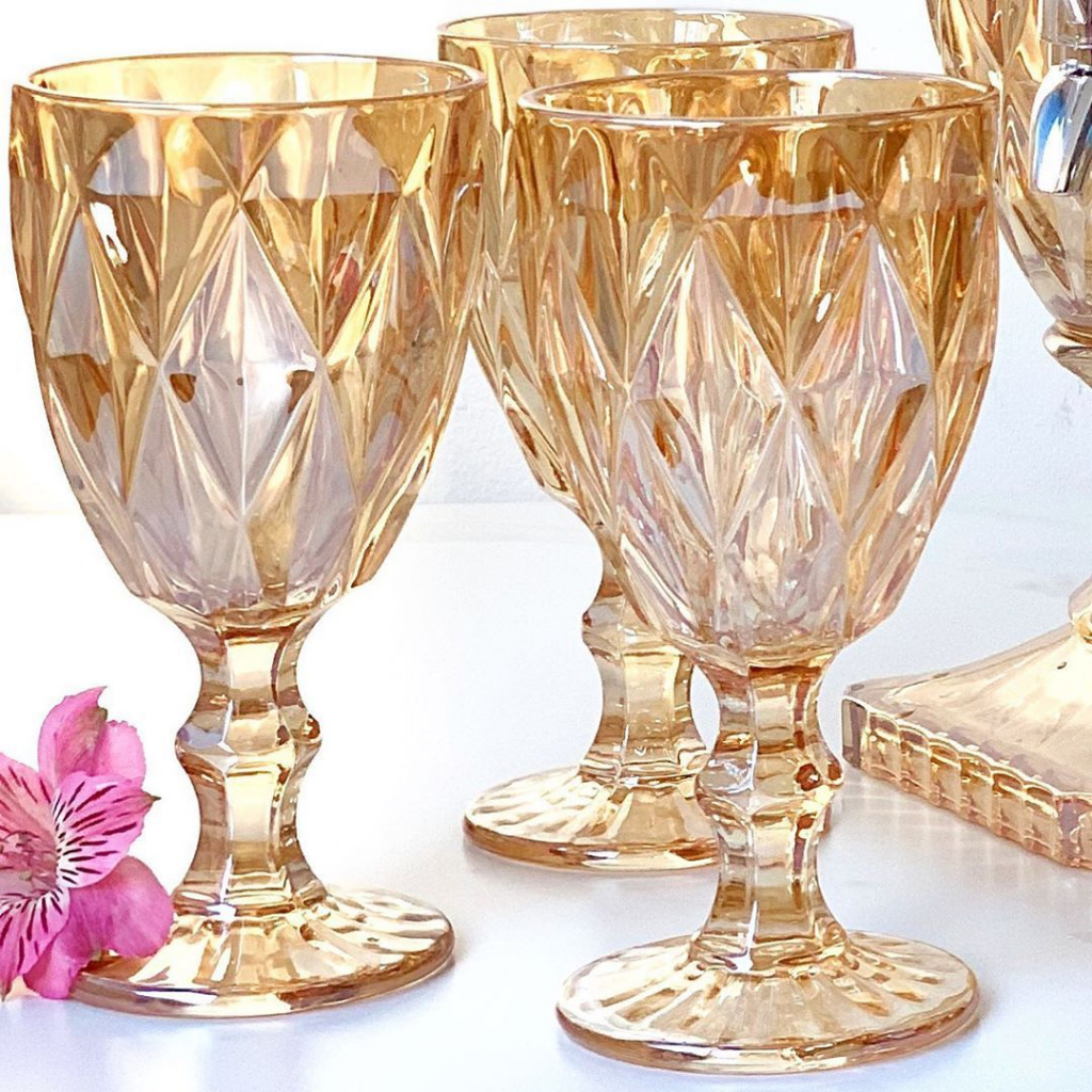 Conjunto Jogos de Taças de Vidro Âmbar  LYOR  Diamond 325 ML  6 peças