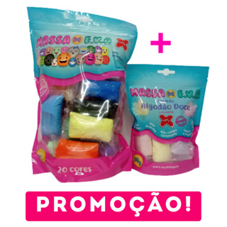 Pacotão de Massinha de Eva Original Make+ 250g  20 Cores Vibrantes + Pct 50g com 5 tons pastéis em Oferta na Shopee