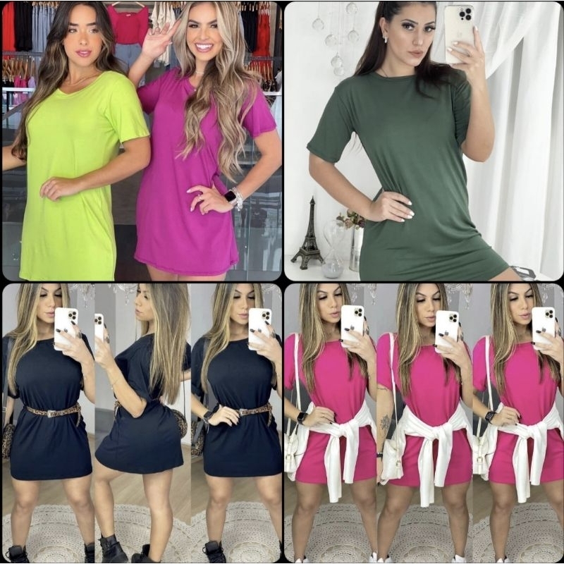 camisetão Max tichert vestido liso em Oferta na Shopee