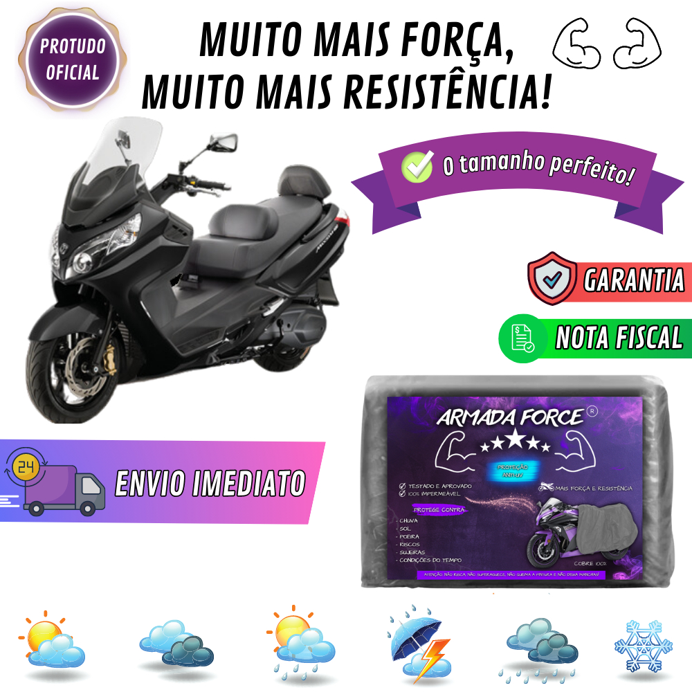 Capa Pra DAFRA MAXSYM 400i Sem Forro 100% Impermeável Armada Force Protege Sol Chuva Poeira Anti-UV