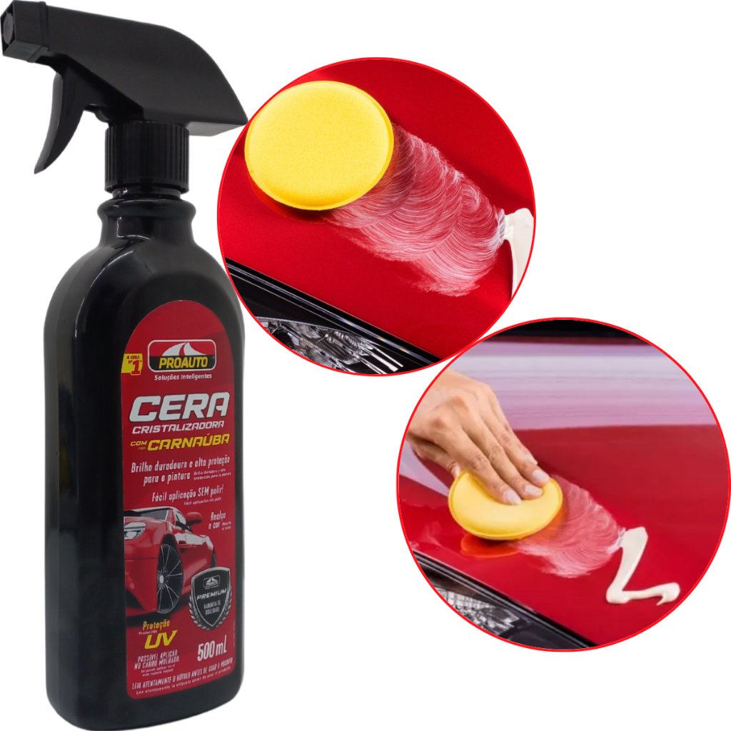 Cera Cristalizadora Spray 500ml Com Carnaúba Fácil Aplicação em Oferta na Shopee