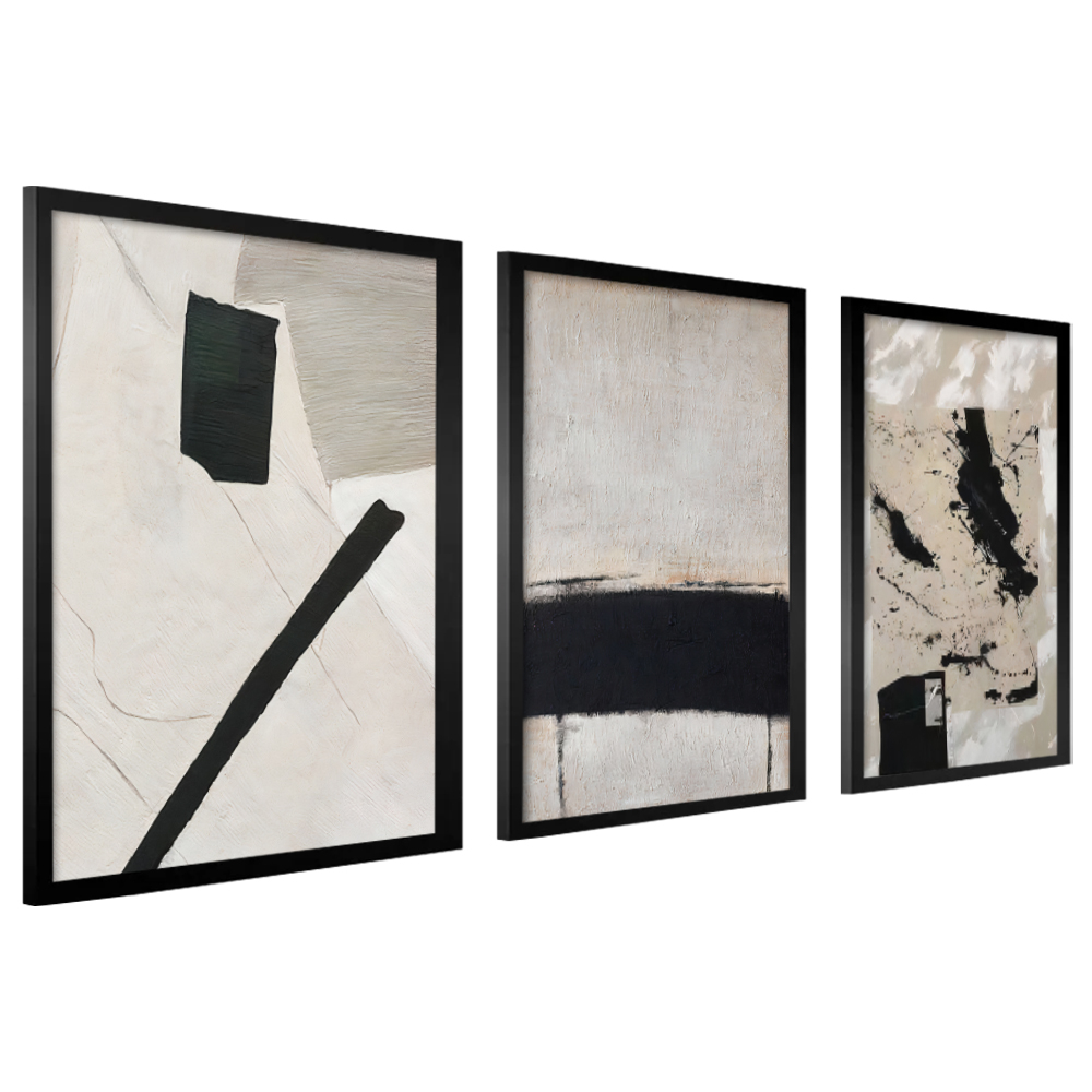 Kit 3 Peças Quadros Decorativos De Parede Sala Moldura 40x60 Abstrato
