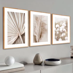 Quadros Decorativos Moldura Sala Quarto Folhagem Tons Neutros Grande