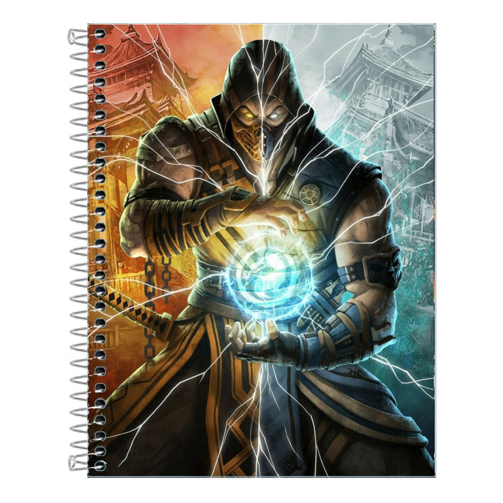 Caderno Mortal Kombat Capa dura 1, 10 matérias ou 20 Matérias