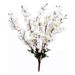 Buque Flor Cerejeira Branco 7 Galhos Artificial Decorativa Planta