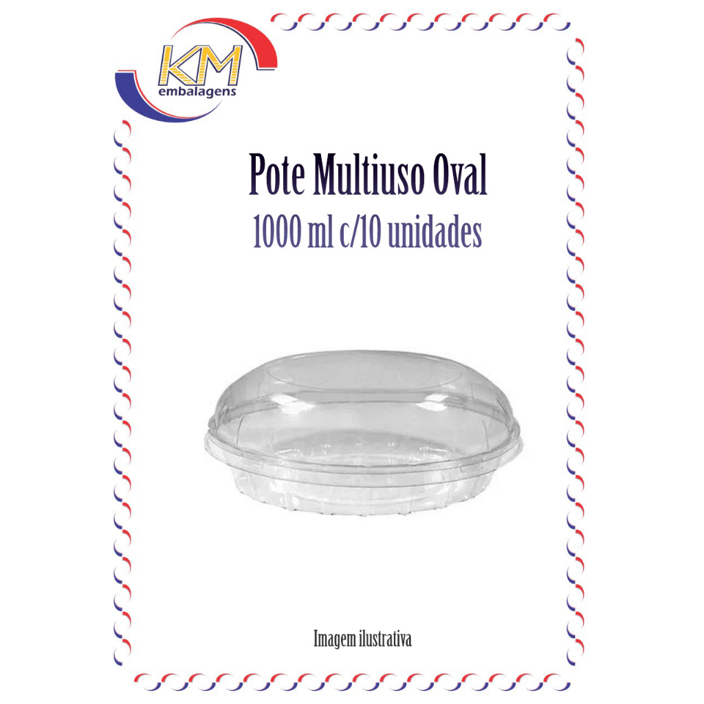 Pote multiuso oval 1000 ml c/10 unid - G34P - colombas, mousses, pavês, saladas, salgados, sobremesas
