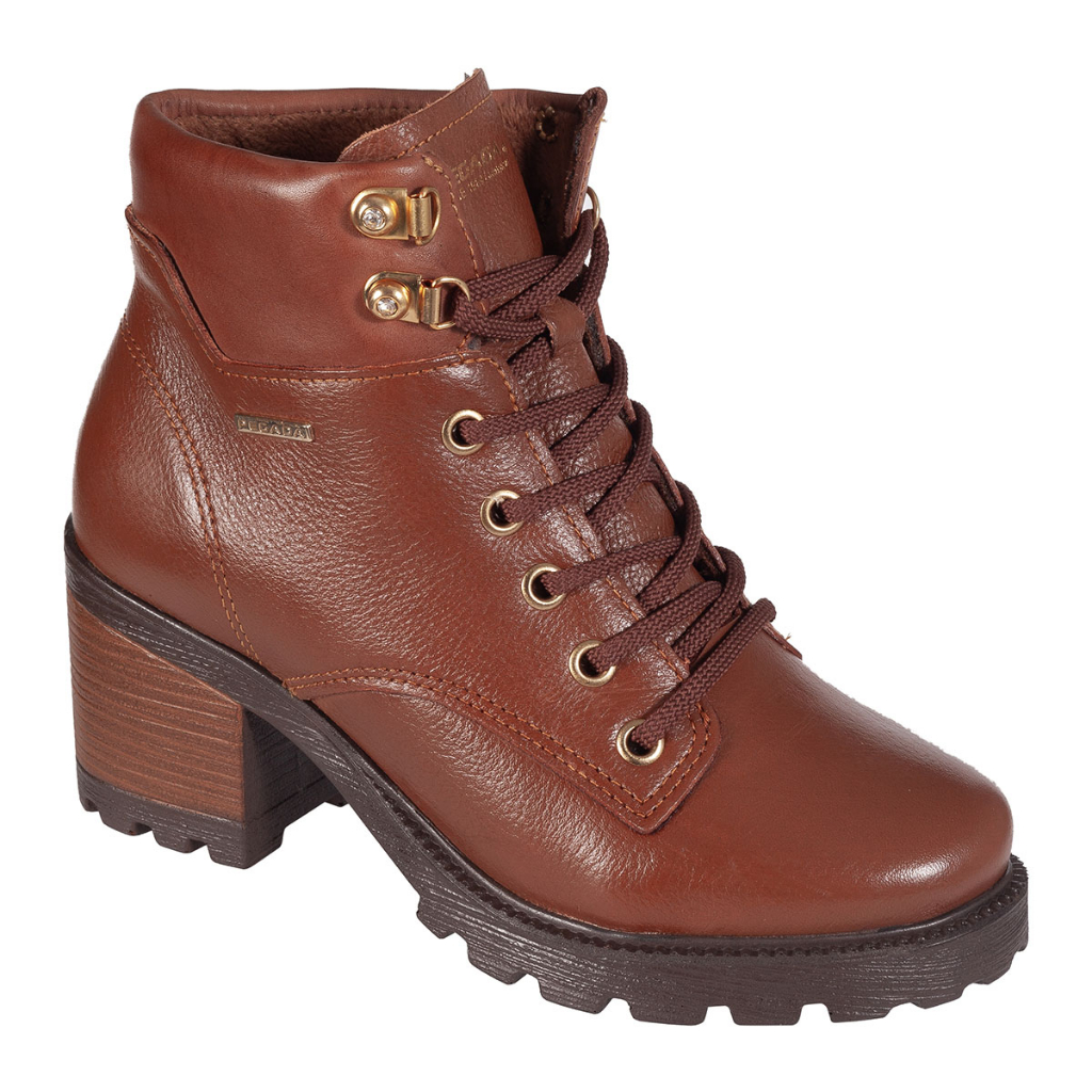 Coturno Feminino Pegada em Couro e Salto Tratorado 281329-10 Burnished Terracota