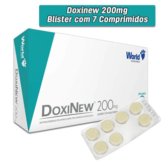 Antimicrobiano Doxinew Comprimido para Cães e Gatos - Blister com 7 Comprimidos - 200mg - World Vet