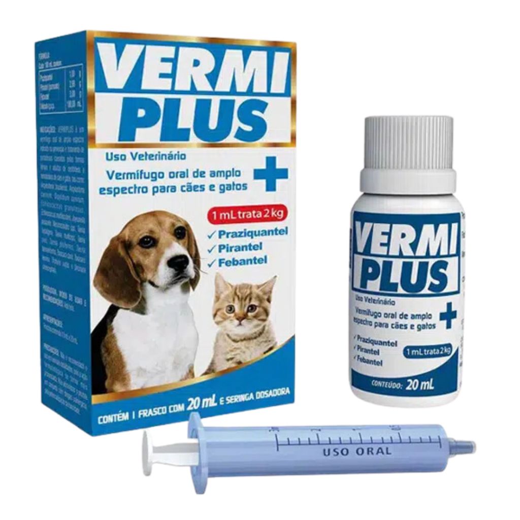 Vermiplus Vermífugo Oral de Amplo Espectro Para Cães e Gatos 20 mL – VetBras