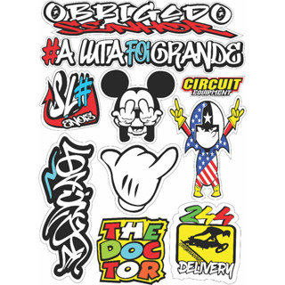 CARTELA DE ADESIVOS PARA CARRO, MOTO, BIKE, SKATE.