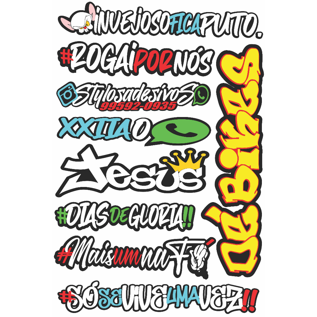 CARTELA DE ADESIVOS CARRO, MOTO, BIKE, SKATE. em Oferta na Shopee