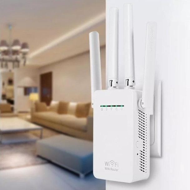 Repetidor WiFi 2800M Wireless Roteador 4 Antenas Amplificador de Sinal Roteador Sem Fio Branco Envio Imediato