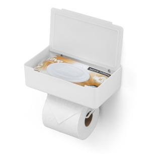 Suporte Porta Papel Higiênico Porta Celular Papeleira Lenço Humedecido Box Sem Furo Arthi Branco em Oferta na Shopee