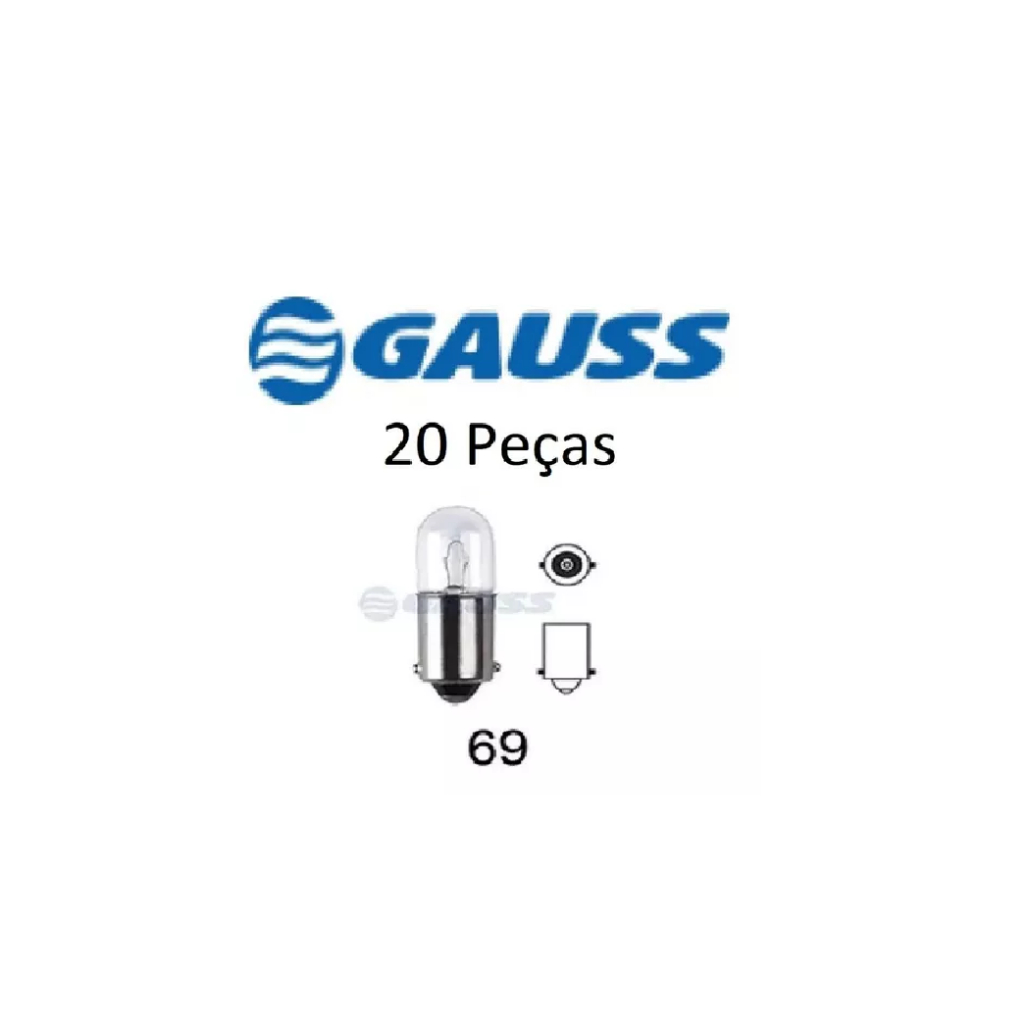 Kit 20 Lampadas 12v 69 4w Luz Painel E Meia Luz Gauss Gl6912