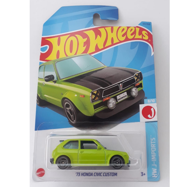 '73 Honda Civic Custom - 2023 - Verde - 1/64 - Hot Wheels - Mattel - Lote F - Miniatura