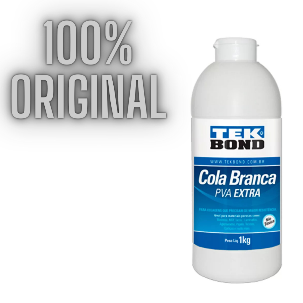 Cola Branca PVA Extra 1kg Tekbond Multiuso Forte Ideal para Madeira MDF Papel e Artesanato