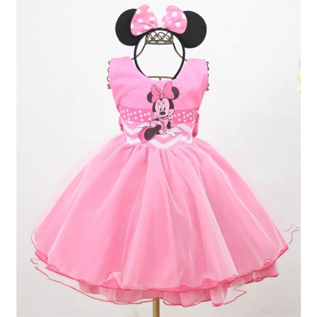 Vestido Minnie Rosa Festa Infantil Mega Promoção