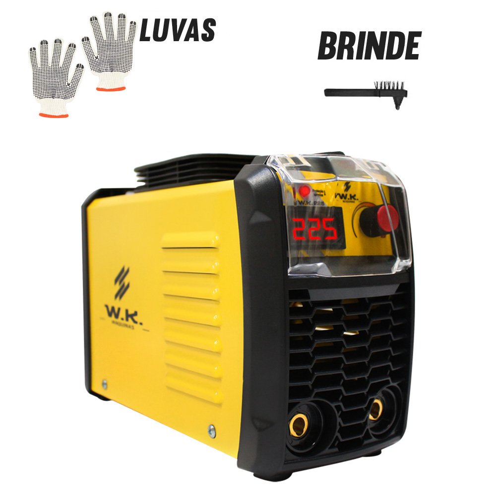Máquina de Solda Inversora de Solda WK 225 220V Portátil + Escova de Aço e Luva Pigmentada Pró Euro em Oferta na Shopee