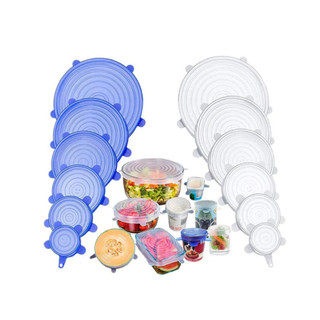 12 Peças Tampas Panela Silicone Universal Reutilizável Elástica Tampas Silicone Rotundida…