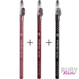 Kit 3 Lápis de Madeira Labial RK Ruby Kisses - Lapis de Boca Pale Nude, Nude, Nude Rose, Marsala, Mauve, Burgundy, Wine